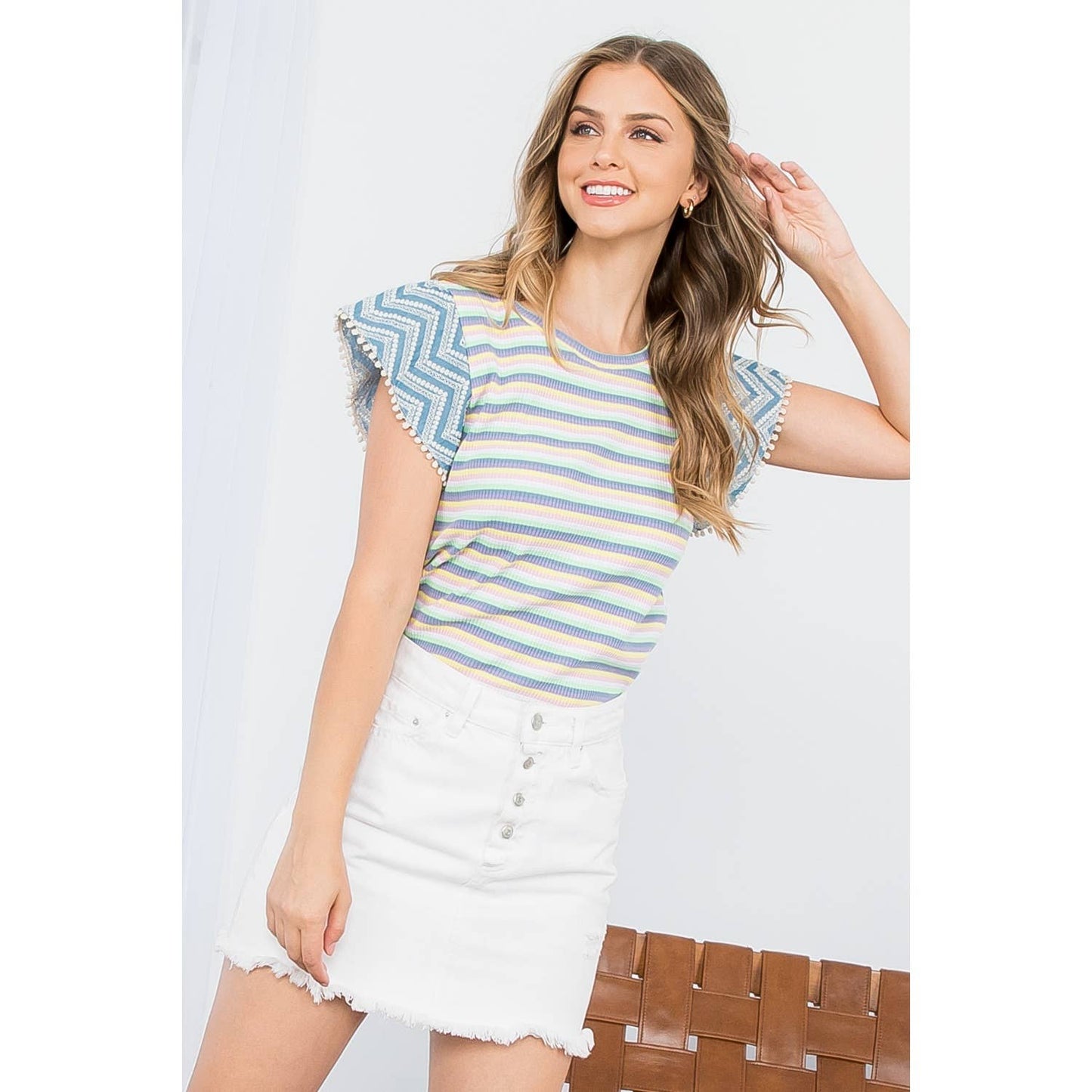 Delaney Striped Short Sleeve Top
