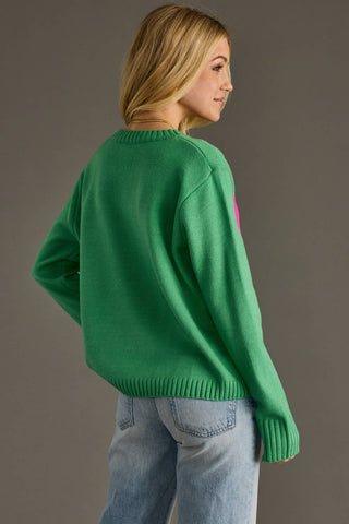 Merry Sweater: Green/Pink