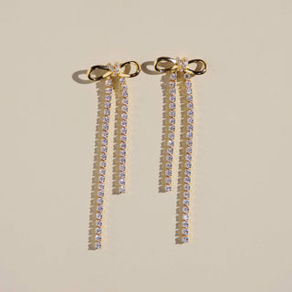 Gold Crystal Bow Earrings