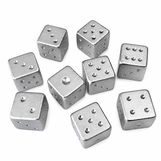 Gold and Silver Luxe Solid Metal Mahjong Dice Gift Ready: Silver