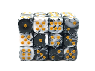 36ct 12mm D6 Dice Set: Vorpal - Black & White w/Gold