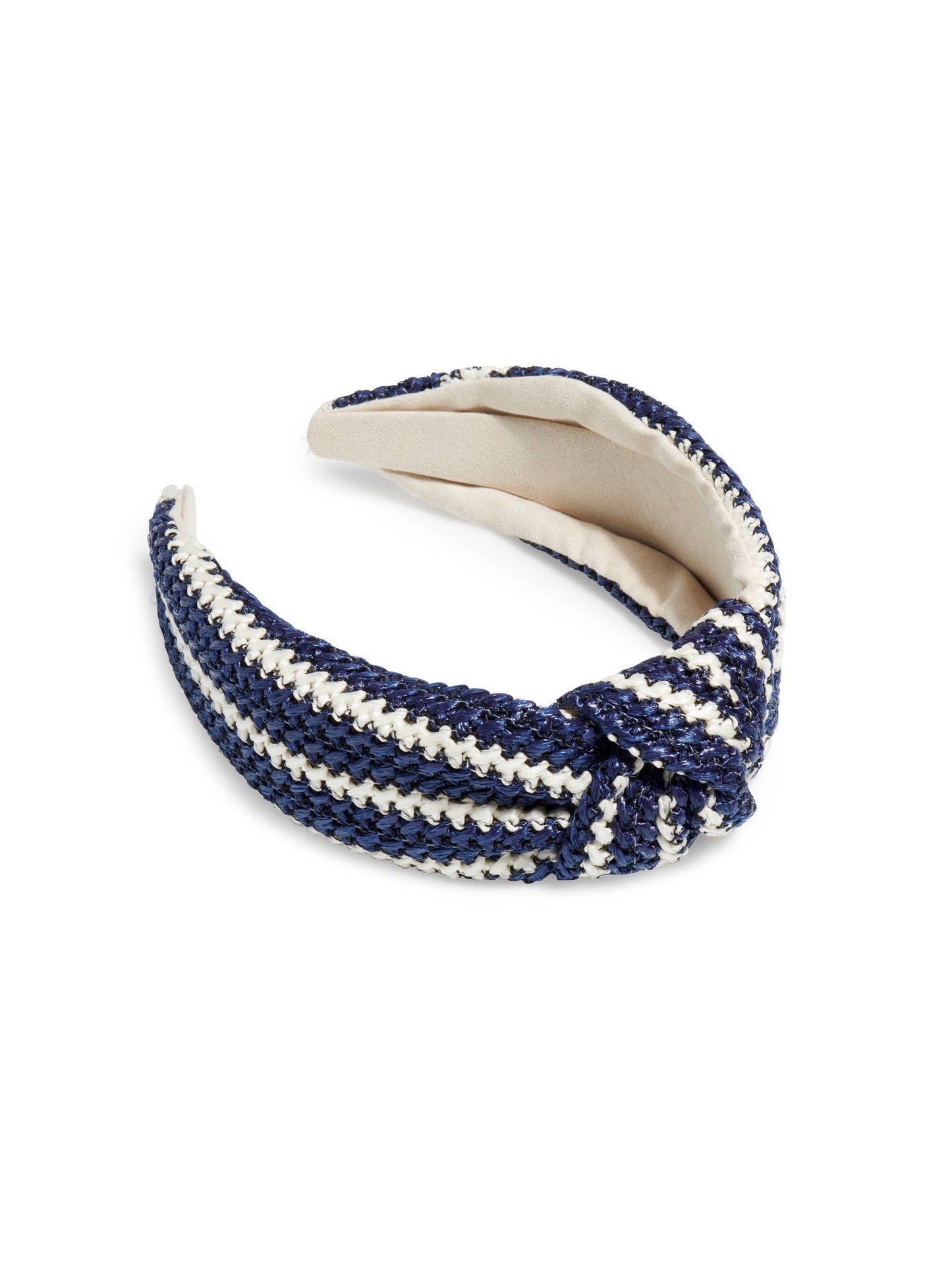 WOVEN STRIPE KNOTTED HEADBAND: Blue