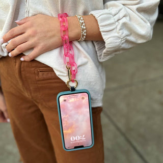 Clip & Go Crossbody Ice Chain Phone Accessory : Rainbow - Pink Pouch