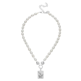 Silver Mahjong Pearl Necklace