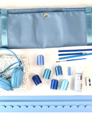 Preppy Blue Scalloped Wooden Mahjong Racks - 20 inches: Preppy Blue