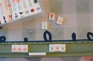 Eucalyptus Green Scalloped Wooden Mahjong Racks - 20 inches: Eucalyptus