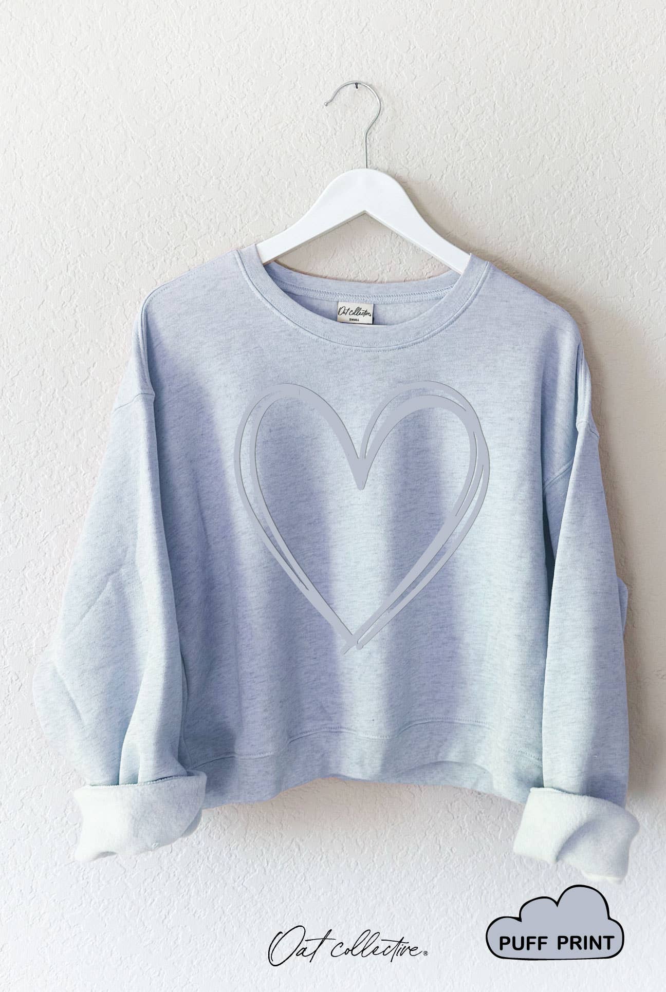 HEART PUFF Mid Graphic Sweatshirt : Black / M