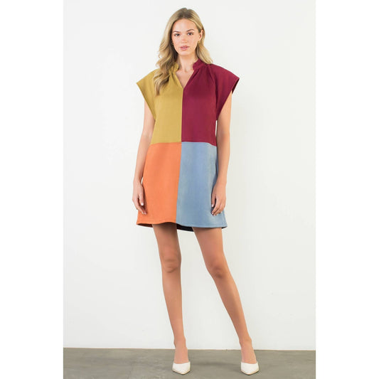 Tara Short Sleeve Color block Dress