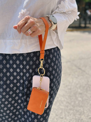 Clip & Go Brushed Vegan Leather Phone Lanyard - Rfid Pouch: Denim - Denim Pouch