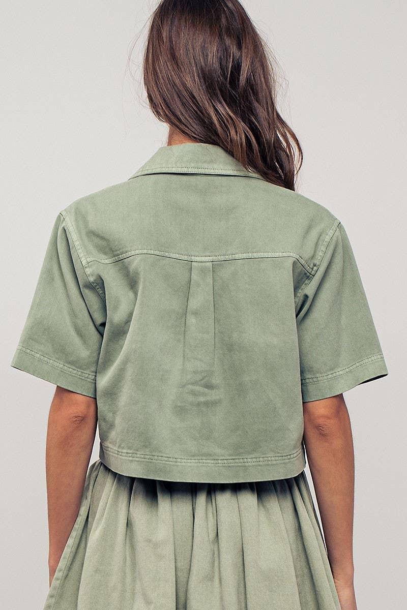 Pastel Collared Camp Shirt : ICE BLUE