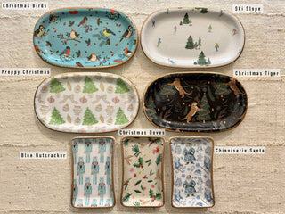 Christmas Ceramic Jewelry tray: Small / Gold Christmas Trees