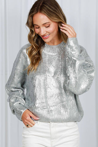 Annie Metallic Sweater: Silver