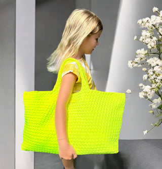 Woven Mahjong Carryall: Bright Pink