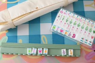 Eucalyptus Green Scalloped Wooden Mahjong Racks - 20 inches: Eucalyptus