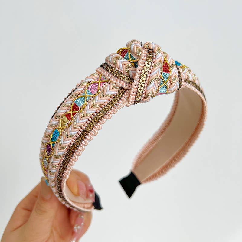 Boho Embellished Woven Knot Headband