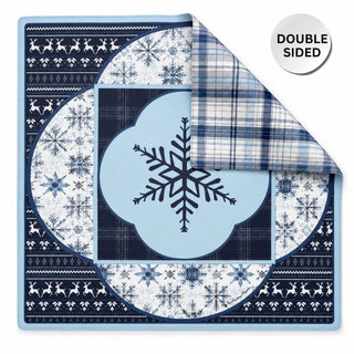 Snowflake Reindeer Lodge Double-Sided Leatherette Mahj Mat