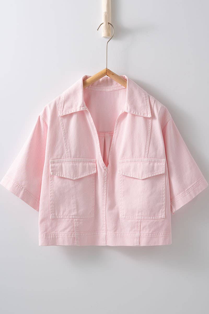 Pastel Collared Camp Shirt : ICE BLUE
