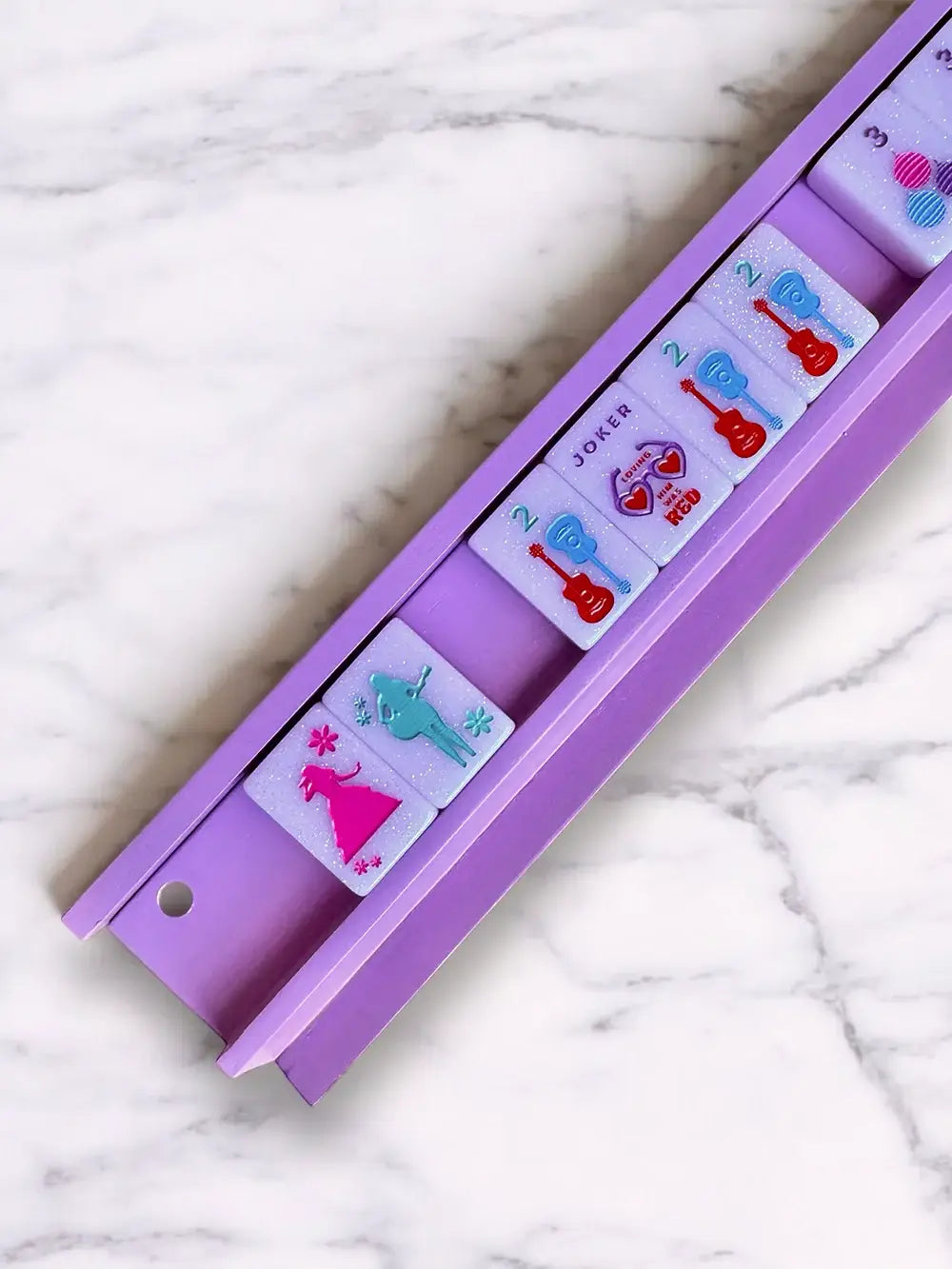 Mahjong Racks & Pushers (Set of 4): Purple – Wildflower and Rose