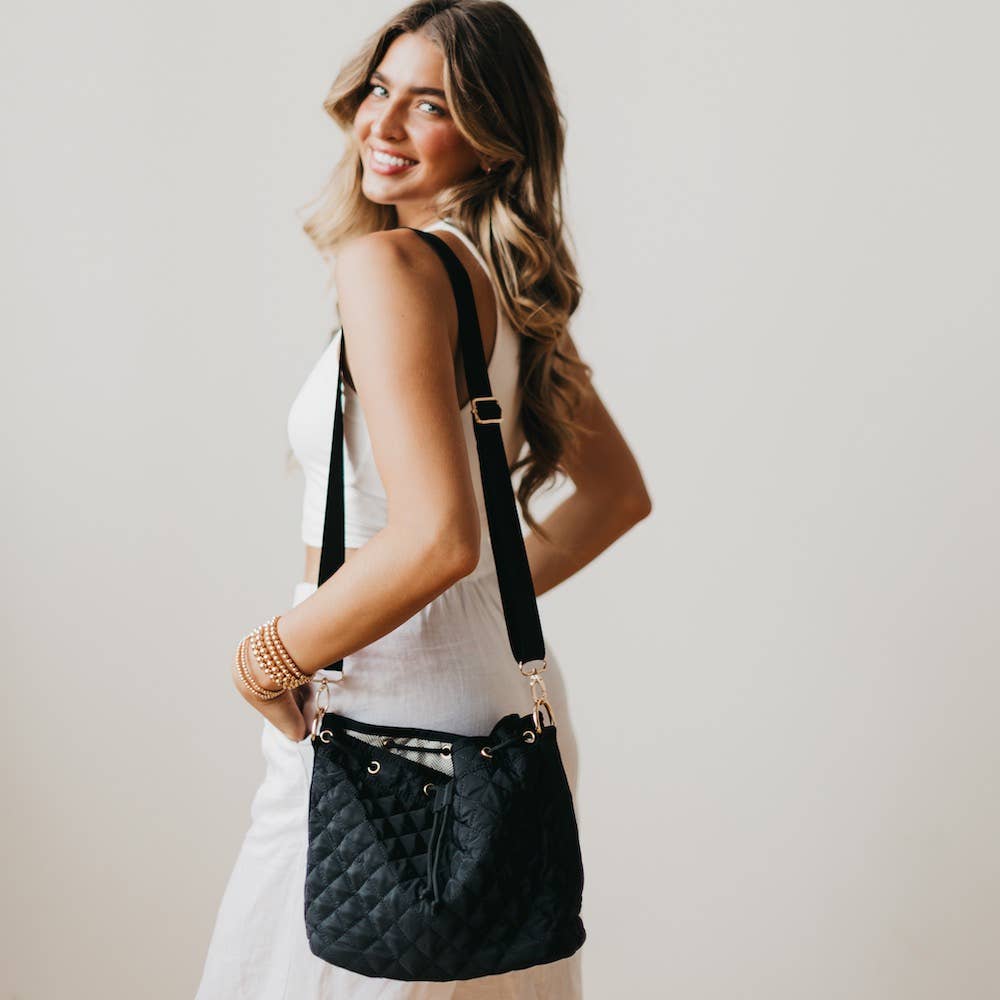 Quincey Quilted Crossbody: Black