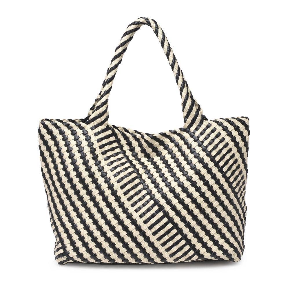 Solana Woven Tote: Black Ivory