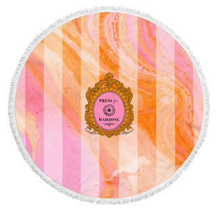 Press for Mahjong Round Beach Towel | 60” Mahjong Towel |