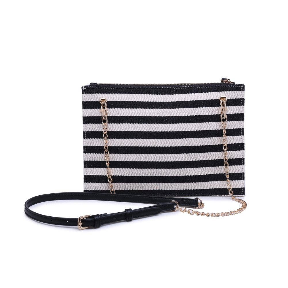 Barcelona Striped Fabric Crossbody: Black