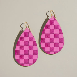 Magenta Shimmer Checkmate Teardrops: Medium