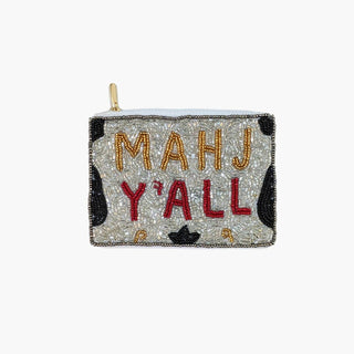 Mahj Yall Beaded Coin Pouch: SILVER