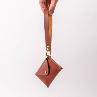 Chestnut Brown Veg Tan Leather Wristlet Wallet Set