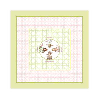 Brittany Fuson Pink & Green Rattan Mahjong Mat