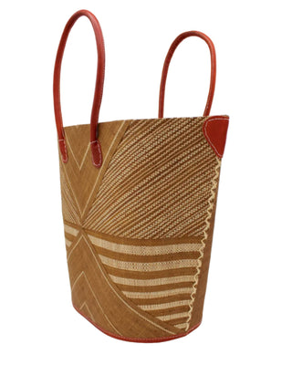 Mariposa Large Straw Tote Bag: Grey