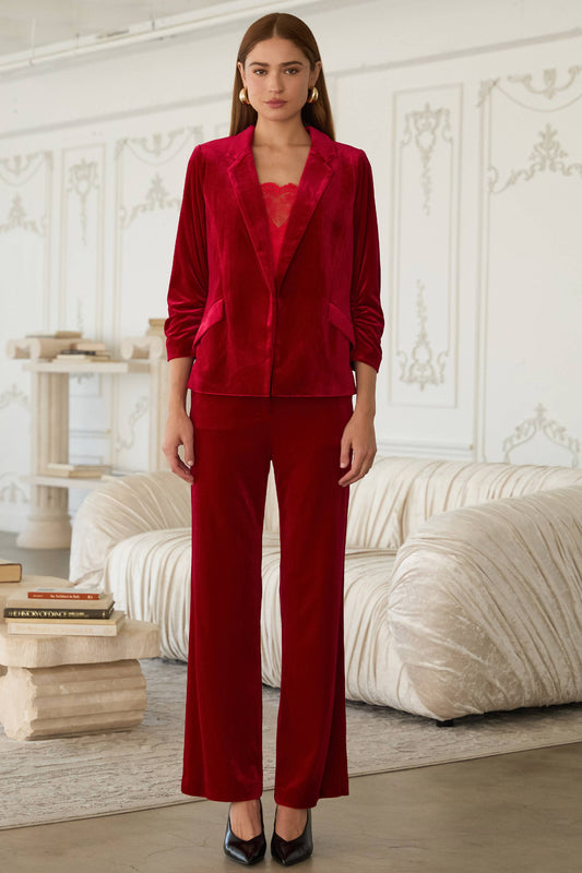 Jackie Velvet Blazer: Red