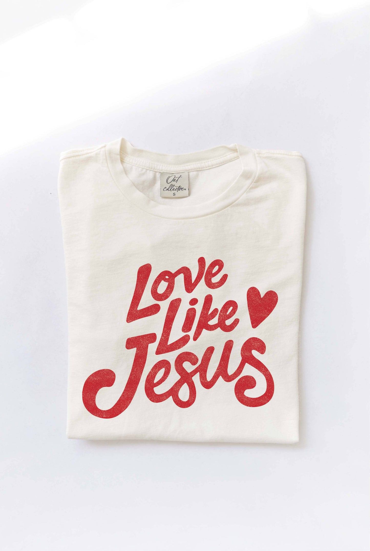 LOVE LIKE JESUS Mineral Washed Graphic Top: STORM / L