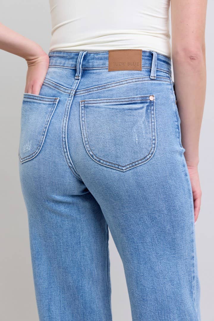 Judy Blue Vintage Wash Retro Wide Leg Jeans