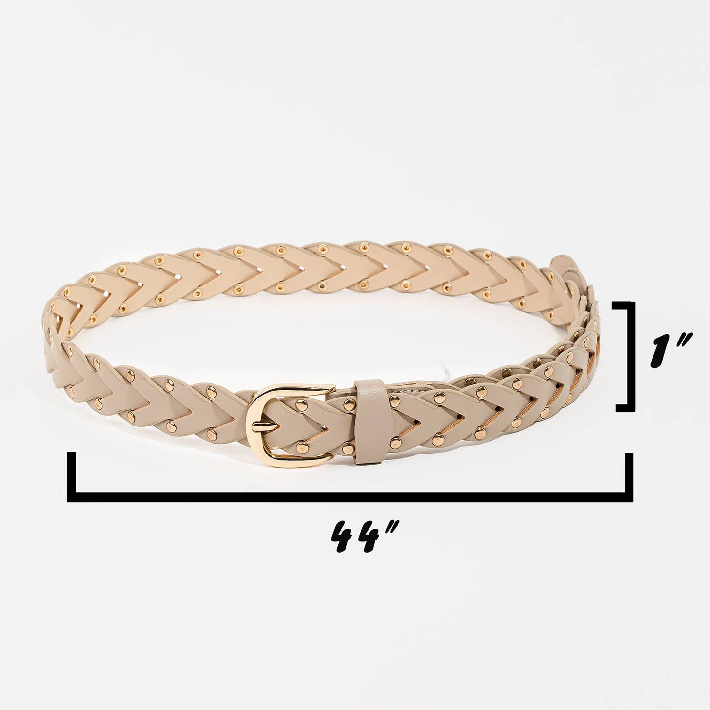 Faux Leather Braided Design Fashion Belt: Ivory