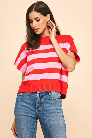 STRIPE SWEATER VEST - 4739WA: GREEN/MINT / L