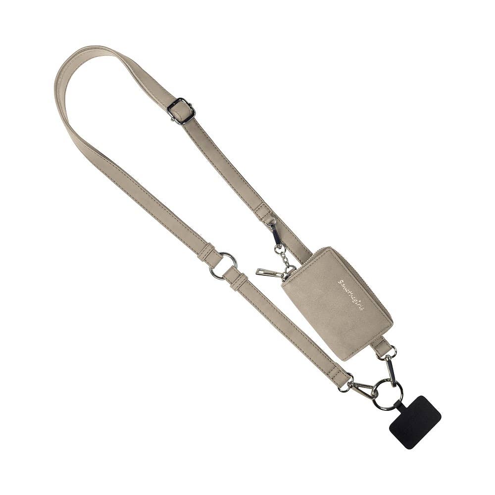 Clip & Go Brushed Vegan Leather Phone Lanyard -Sage