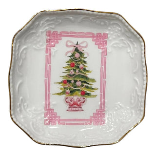 Pink Christmas Tree Dice Dish