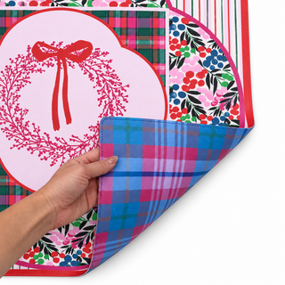 Very Merry Wreath Double-Sided Leatherette Mahjong Mat