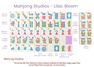 Mahjong Studios – American Mahjong Tile Set Yellow Lilac Ocean Blue: Rose Dragon