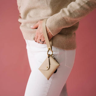 Cobblestone Beige Pebbled Leather Wristlet Wallet Set