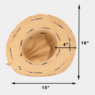 Anna Straw Braided Striped Brim Sun Hat