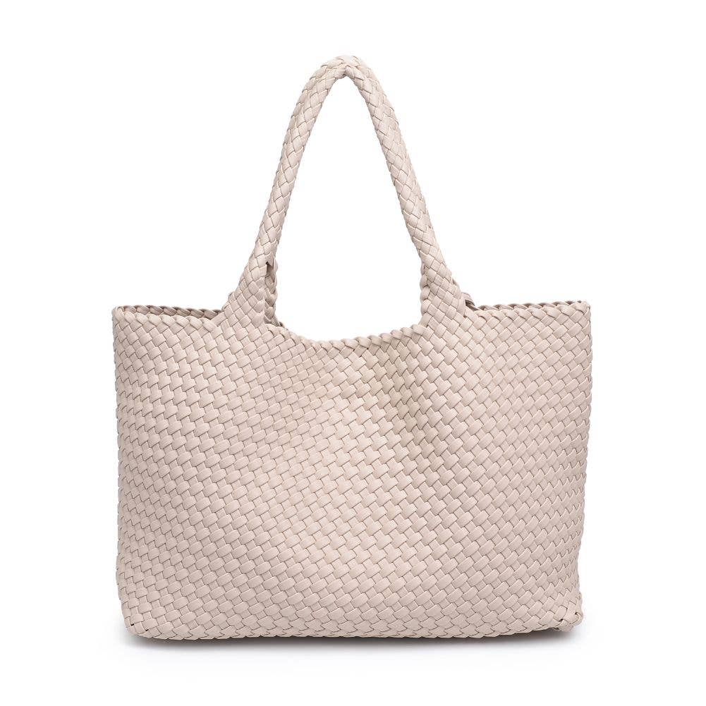 Solana Woven Vegan Leather Tote: Tan