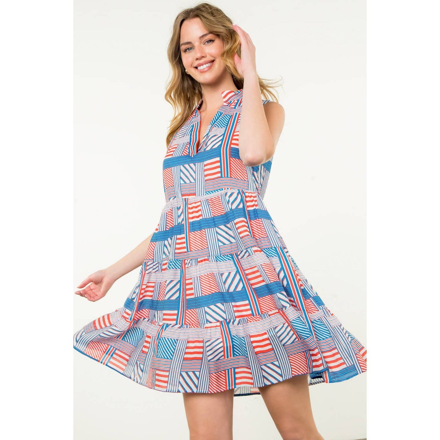 Sleeveless Striped Pattern Dress