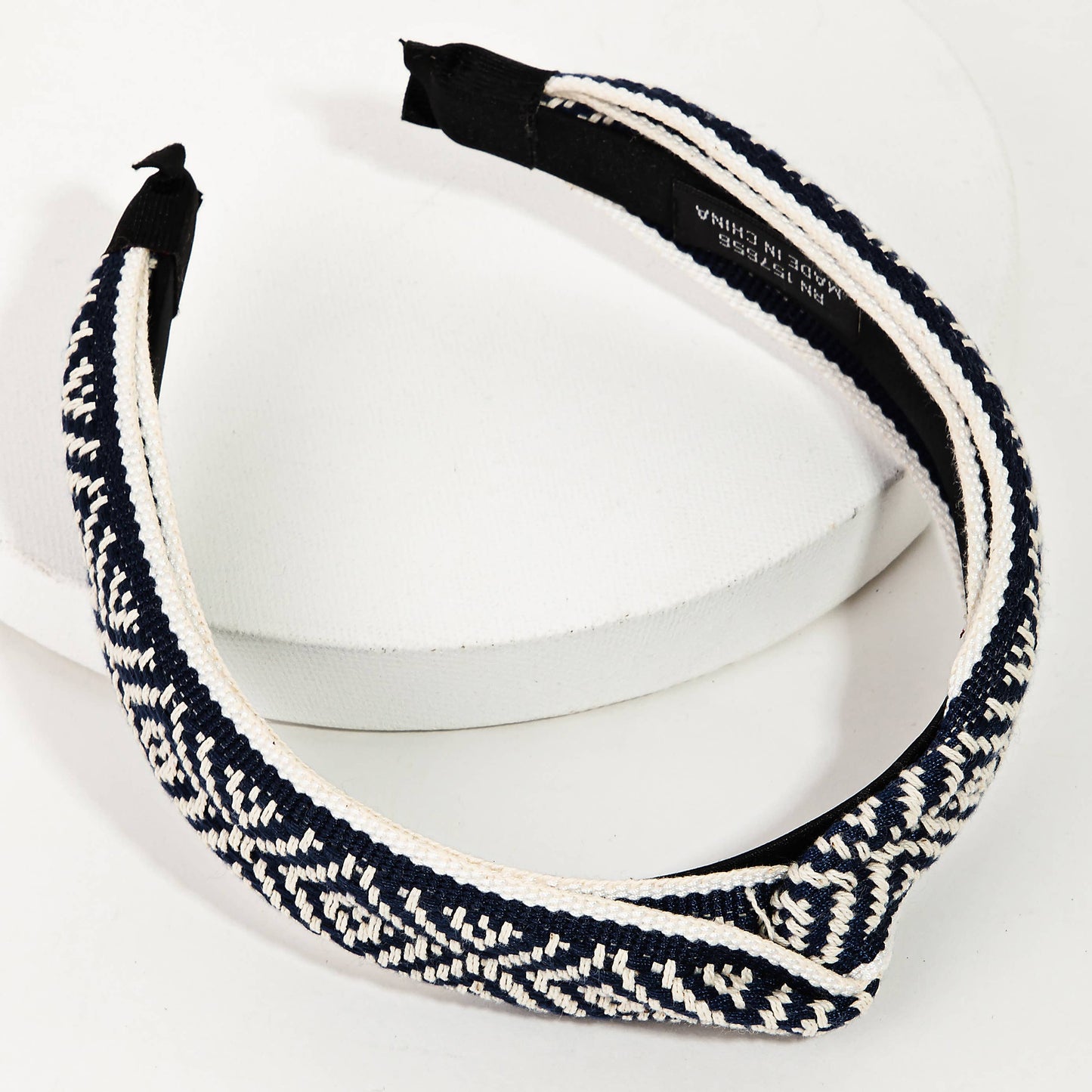 Boho Diamond Pattern Headband: Navy