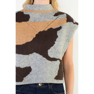 Stephanie Camo Knit Top
