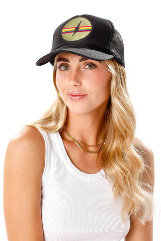 Electric Rainbow Trucker Hat: Black