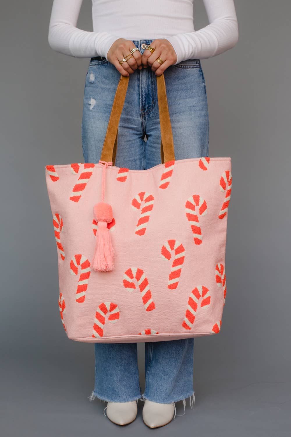 Pink Candy Cane Tote