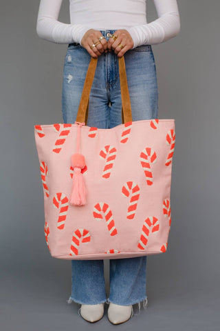 Pink Candy Cane Tote