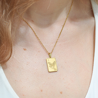 Mahjong Necklace, One Bam Bird Engraved Sparrow